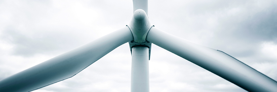 Closeup of a wind turbine