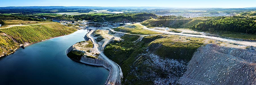 Aerial view of an industrial mining field